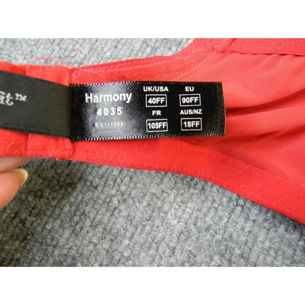 Panache Harmony 40FF Red Underwire Full Cup Bra Lace 4035 Love The Fit